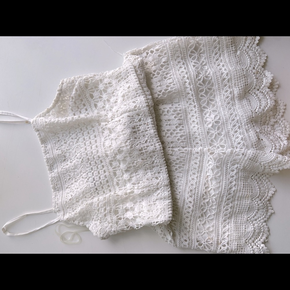 Kendall& kylie White crochet short jumpsuit